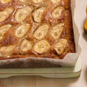flourless and gluten free banana cake slice