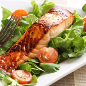 Grilled salmon with a honey glaze