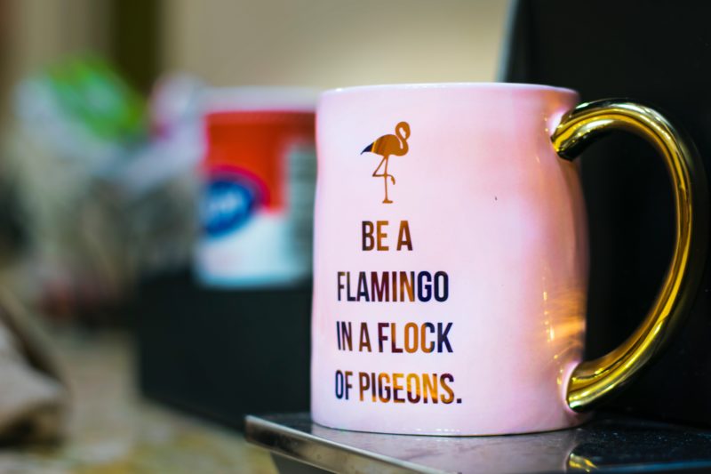 pink flamingo mug