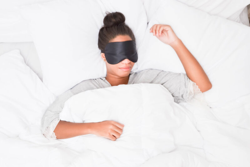 woman with sleep mask on