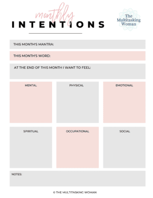 intentions worksheet